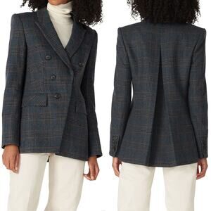 Veronica Beard Yareli Double Breasted Plaid Wool Blazer Dickey Jacket